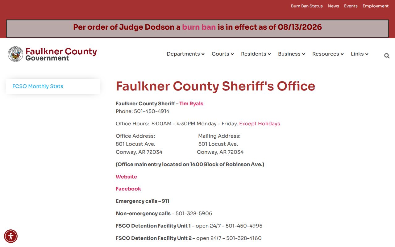 Conway neighbors official source at the Faulkner County Sheriff