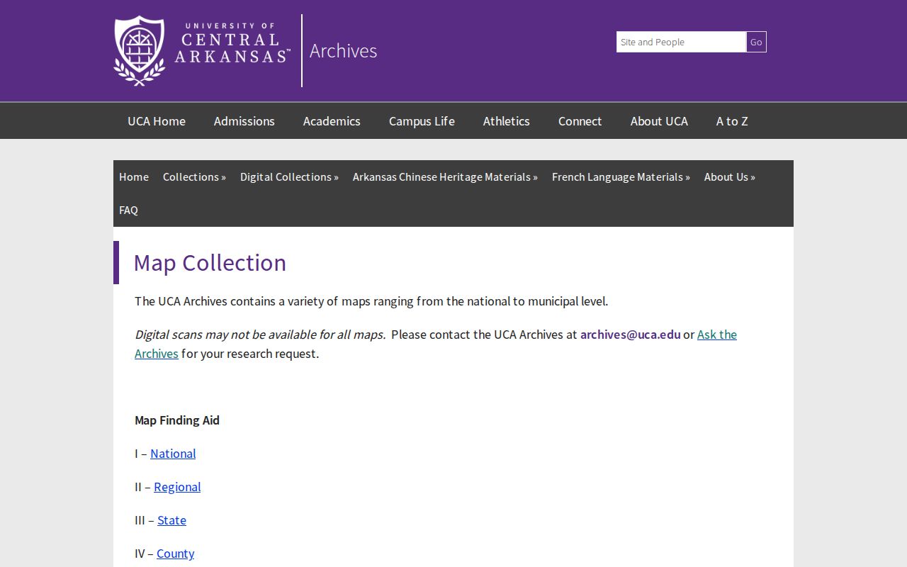 UCA Archives catalog of historic Conway maps for tracing previous residents