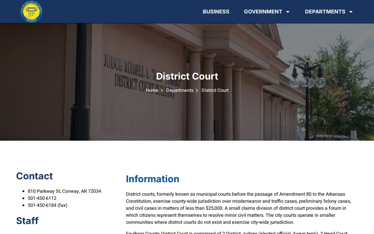 Conway resident lookup source at Conway District Court