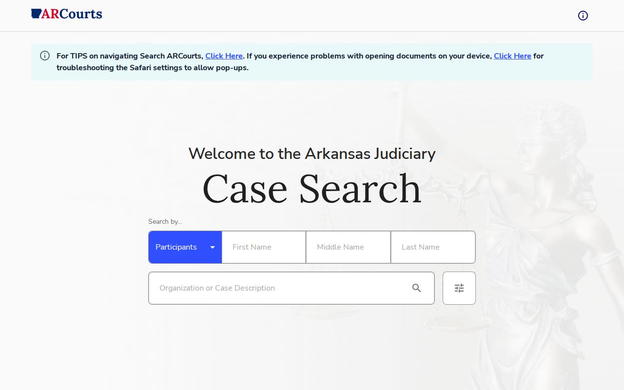 Conway resident lookup on the Search ARCourts interface