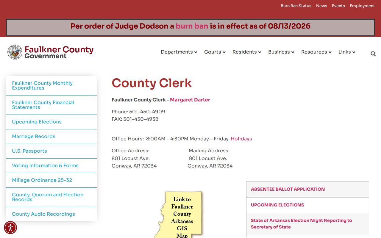 Conway resident lookup records at the Faulkner County Clerk